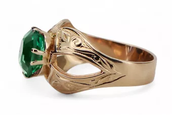 Vintage Anillo Esmeralda Oro rosa antiguo original de 14k vrc135r